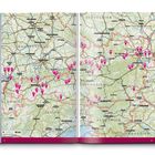 Auf der linken Seite steht Text über eine Wanderung. Rechts ist eine Landkarte mit Bregenz und Umgebung, hervorgehobene Route.