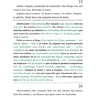 Eine Buchseite mit zweisprachigem Text in Spanisch und Deutsch, Kapitel 15 und 16, Seite 21.