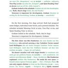 Texte:
"schedule — Zeitplan, Stundenplan"
"to develop — entwickeln"
"to carry — tragen, bei sich haben"
"to steam — dämpfen, dünsten"

Beschreibung:
Seite aus einem Buch mit englischem Text über einen Hund. Einige Wörter mit deutschen Übersetzungen in grün. Fußzeile: "13".