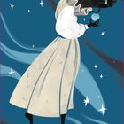 „ALLES, WAS WILD IST“ steht in einem dekorativen Schild. Eine Person mit Wildschweinkopf in einem langen Kleid hält einen Apfel.