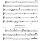 Notenblatt mit "Marsch" und "Divertimento" von W.A. Mozart, komponiert in Salzburg. Enthält Anweisungen für Horn in F.