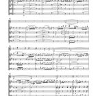 Ein Blatt mit Noten für mehrere Instrumentalstimmen in einem Partitur-Layout.