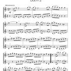 "Duett 2", "Moderato". Es sind Notenlinien mit Musiknotationen zu sehen. Enthält Tempo- und Dynamikanweisungen.