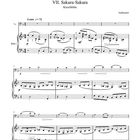 VII. Sakura-Sakura, Kirschblüte, Traditionell. Noten für Violine und Klavier, Tempo Lento, Taktart-Angaben.