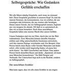 Kapitel 4: "Selbstgespräche: Wie Gedanken Gefühle erschaffen." Text über innere Dialoge und deren Einfluss auf Emotionen.