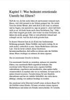 Kapitel 1 beschreibt die emotionale Unreife bei Eltern. Text erklärt Auswirkungen auf Kinder und Unterschiede zu emotionaler Reife.