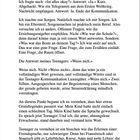 Es handelt sich um einen schriftlichen Text. Thema: Sorgen eines Elternteils und die Kommunikation mit einem Teenager.