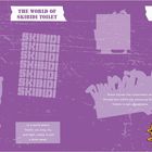 "The World of Skibidi Toilet" steht im oberen Bereich. Ein violetter Hintergrund mit gezeichneten Toiletten und Figuren.