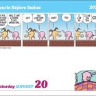 Comic: Ein Gespräch über Lieblingsbands endet humorvoll mit Missverständnissen über die Band U2. Ein Schwein liegt lächelnd im Bett.