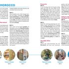 "BEST OF MOROCCO" steht oben. Darunter sind Reisetage beschrieben, beginnend mit Casablanca und Marrakesch bis zum Hohen Atlas. Darunter kleine Bilder mit Orten der Reise.