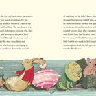 Zwei Textblöcke beschreiben die Gefühle eines Spielzeughasen. Darunter eine Illustration mit Spielzeugen, darunter ein Hase in roter Jacke.