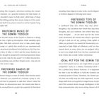 "Preferred Music of the Gemini Toddler", "Preferred Snacks of the Gemini Toddler", "Preferred Toys of the Gemini Toddler".