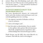 Text zu Überdenken und Beruhigen. Tipps: Gedanken nicht ernst nehmen, beruhigen, impulsive Entscheidungen vermeiden. Schluss: "Was hilft dir, dich zu beruhigen?"