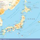 Liste der schönsten Reiseziele in Japan, einschließlich Tokyo, Nikko und Kyoto, auf einer farbigen Karte des Landes.