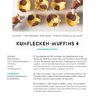 Rezept für Kuhflecken-Muffins: Zutaten, Zubereitung in Schritten. Bild von Muffins mit Flecken und Kuhfiguren als Dekoration.