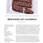 Titel: BROWNIES MIT MANDELN
Untertitel: für Schokoholics

Links: Zutatenliste
Rechts: Backanleitung
Abgebildet: Schokoladenbrownies mit Mandeln.
