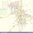 Karte von Windhoek mit Straßen, Vierteln und Orten wie "Daan Viljoen Game Reserve" und "University of Namibia".