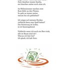 Der Text beschreibt ein Gedicht über samstagabend-fomo. Darunter ist eine Illustration von einem Lautsprecher in Flüssigkeit.