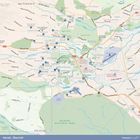 Nairobi, Übersicht: Eine farbige Karte mit Straßennamen, Flüssen und markierten Orten wie Flughäfen und Parks.