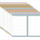 Kalendervorlage für 12 Monate mit Wochentagen und nummerierten Tagen in Spalten.