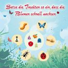 Setze die Insekten so ein, dass die Blumen schnell wachsen. Illustration mit Insekten und Pflanzen, umgeben von Natur.