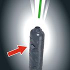 Grauer Griff und grüner Stab mit roten Pfeilen, die Bewegungen anzeigen.