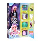 "Kawaii Hi, cora - 10+ surprises, colorful Hairclips, love my super long hair. Puppe mit pinken Haaren und Zubehör."