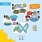 Enthält: kindgerechte Anleitung. Benötigt: Schere, Kleber. Bunte Papierfiguren: Biene, Schmetterling, Marienkäfer.