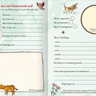 Ferienfreundschaftsseite zum Ausfüllen: Name, Alter, Geburtstag, Wohnort, Kontakt, Kennenlernen. Zeichnung von Ziegen.