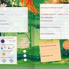 Ein illustriertes, farbenfrohes Profil zum Ausfüllen mit Details wie Name, Vorlieben und Hobbys. Enthält Auswahloptionen.