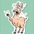 Ein gezeichnetes Llama wirkt erschrocken mit hochgezogenen Augenbrauen und gespreizten Ohren, auf grünem Hintergrund.