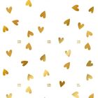 Text: "FOR YOU". Illustration mit goldenen, verstreuten Herzen auf weißem Hintergrund.