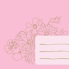 Drei horizontale Linien auf rosa Fläche. Florales Design mit zarten Umrissen auf pinkem Hintergrund, elegante Blumenillustration.