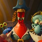 Illustration mit cartoonhaften Figuren: Ein roter Krebs mit Piratenhut, daneben ein blauer Tintenfisch mit blondem Haar.