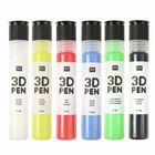 "3D Pen" und Farben: Weiß, Gelb, Rot, Blau, Apfelgrün, Schwarz. Sechs farbige Stifte mit 27 ml Flüssigkeit.