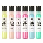 Sechs 3D-Pen-Flaschen in verschiedenen Farben: Metallic Gelb, Puder, Rosa, Metallic Pink, Hellblau, Türkis.