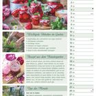 "Juli. Kalendereinträge von 1 bis 31. Wichtigste Arbeiten im Garten: Algen entfernen, Obstbäume schneiden. Rezept aus Rosenblüten."