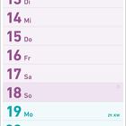 Kalender: Juli, farbige Spalten, Wochentage Mo-So, Wochennummern (27-30. KW).