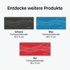 Entdecke weitere Produkte: Schwarzer, blauer, roter Tischquerkalender, jeweils 30 x 11 cm.