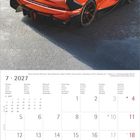 Text: „Genesis X Gran Racer VGT Concept“. Kalenderblatt für Juli 2027; Sportwagen auf Rennstrecke.