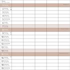 Kalenderblatt für August. Ein Zen-Garten mit einem Bonsai-Baum auf Sand ist abgebildet.