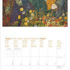 August. Montag bis Sonntag in mehreren Sprachen. Kalender für 2027. Buntes Gemälde mit Menschen und Blumen oben.