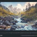 Kalenderseite Juli, zeigt ein Gebirgsbild mit klarem Bach. Text am Fuß: GEO Logo, Monats- und Wochentagsangaben.