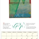 Text: AHA! ANNA EHER RUM. Gedicht über Nähe und Distanz. Kalender für Juli. Illustration: Schiff, Wasser, geometrische Formen.