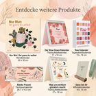 Entdecke weitere Produkte: Kalender und Affirmationskarten in verschiedenen Formaten und Designs, teils mit floralen Motiven.