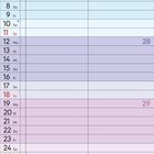 Kalenderseite für Juli 2027, mit farblich abgesetzten Wochen und Wochentagen von Donnerstag bis Samstag.