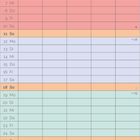 Text: "JULI", "NOTIZEN". Kalender für Juli, farblich codiert, mit Wochentagen und Notizbereich.