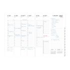Kalender, erste Januarwoche 2027. Notizen: Meetings, Yoga, Dinner, To-Do, Währungen. Sonntag hervorgehoben in Rot.