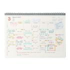 Kalender für März 2027 mit farbigen Notizen: Schachversuch, Yoga-Kurs, Tanzkurs, Feldtrip, Familienfilmtag und Zoo-Besuch.