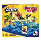 "Marvel Avengers", "Guess Who?", "The Original Guessing Game", Figuren wie Hulk und Thor auf gelbem Hintergrund.